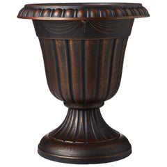 Arcadia Garden Products 10x12” Urn Planter front view in brushed copper