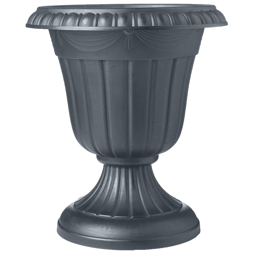 Arcadia Garden Products 15-inch Gray Plastic Urn Planter front view