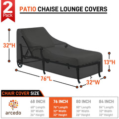 Arcedo Outdoor Lounge Chair Cover 76" x 32" x 32" H side view