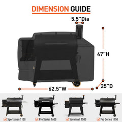Arcedo Pellet Grill Cover side view with fastening straps