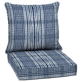 Arden Deep Seat Cushion Set front view in Blue Shibori Stripe