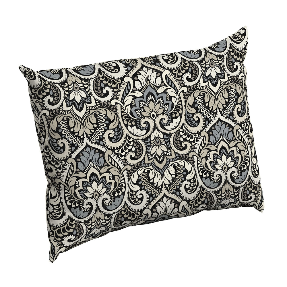Arden Deep Seat Pillow Back Cushion front view in Black Damask