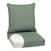 Arden Outdoor Deep Seat Cushion Set front view in sage green