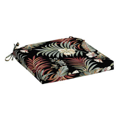 Arden Outdoor Seat Pad Cushion in Black Tropical front view