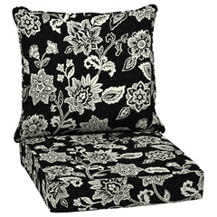 Arden Selections Deep Seat Cushion Set in Black Jacobean, front view