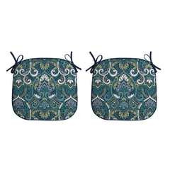 Arden Selections Indoor/Outdoor Foam Seat Pad front view in Sapphire Aurora Blue Damask