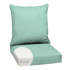 Arden Selections Outdoor Deep Seat Cushion Set Aqua front view