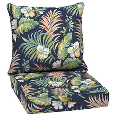 Arden Selections Outdoor Deep Seat Cushion Set front view in Blue Tropical