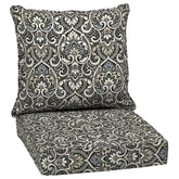 Arden Selections Outdoor Deep Seat Cushion Set in Black Aurora Damask, front view