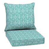 Arden Selections Outdoor Deep Seat Cushion Set Turquoise Medallion front view