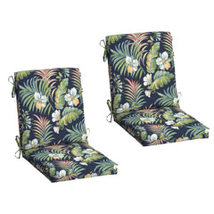 Arden Selections Outdoor Dining Chair Cushion 2-Pack in blue tropical color