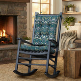 Arden Selections Outdoor Rocking Chair Cushion back view in Sapphire Aurora Blue Damask