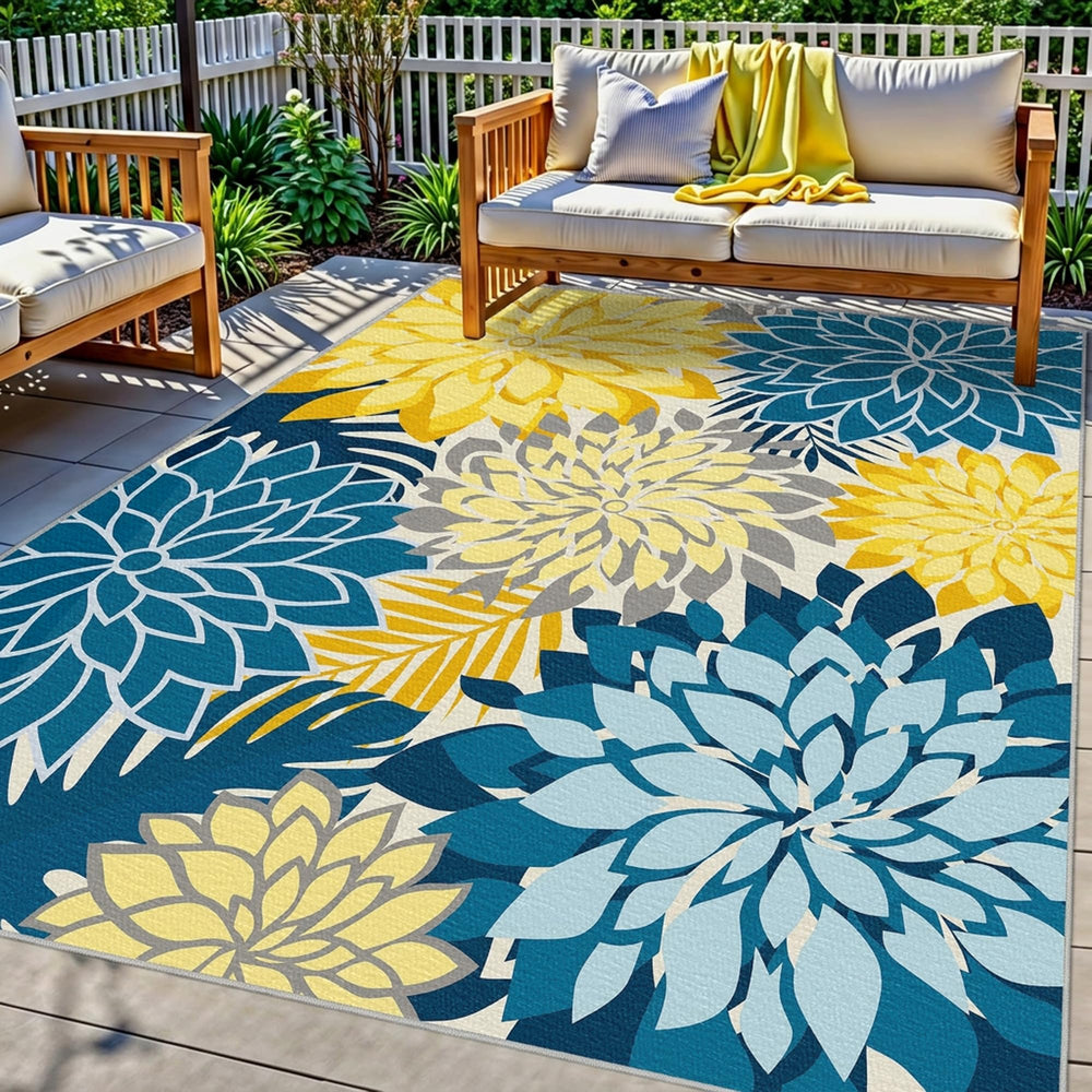 Arenarug Outdoor Rug 4' x 6' Ocean Dahlia front view