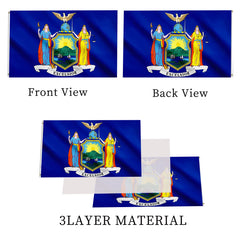 ARSOF New York State Flag 3x5 Ft hanging on a flag pole