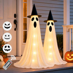 ArtCyber 63" Halloween ghost decoration front view with remote control