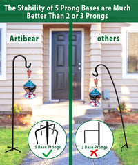 Artibear shepherd hook in a garden holding a bird feeder
