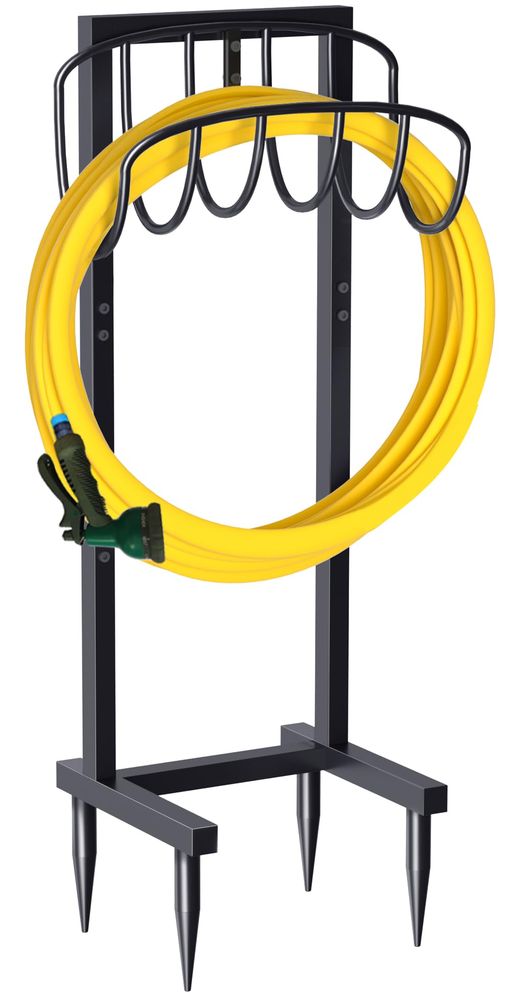 Artigarden freestanding garden hose holder front view with 4 prongs