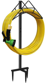 Artigarden Garden Hose Holder front view with a black finish