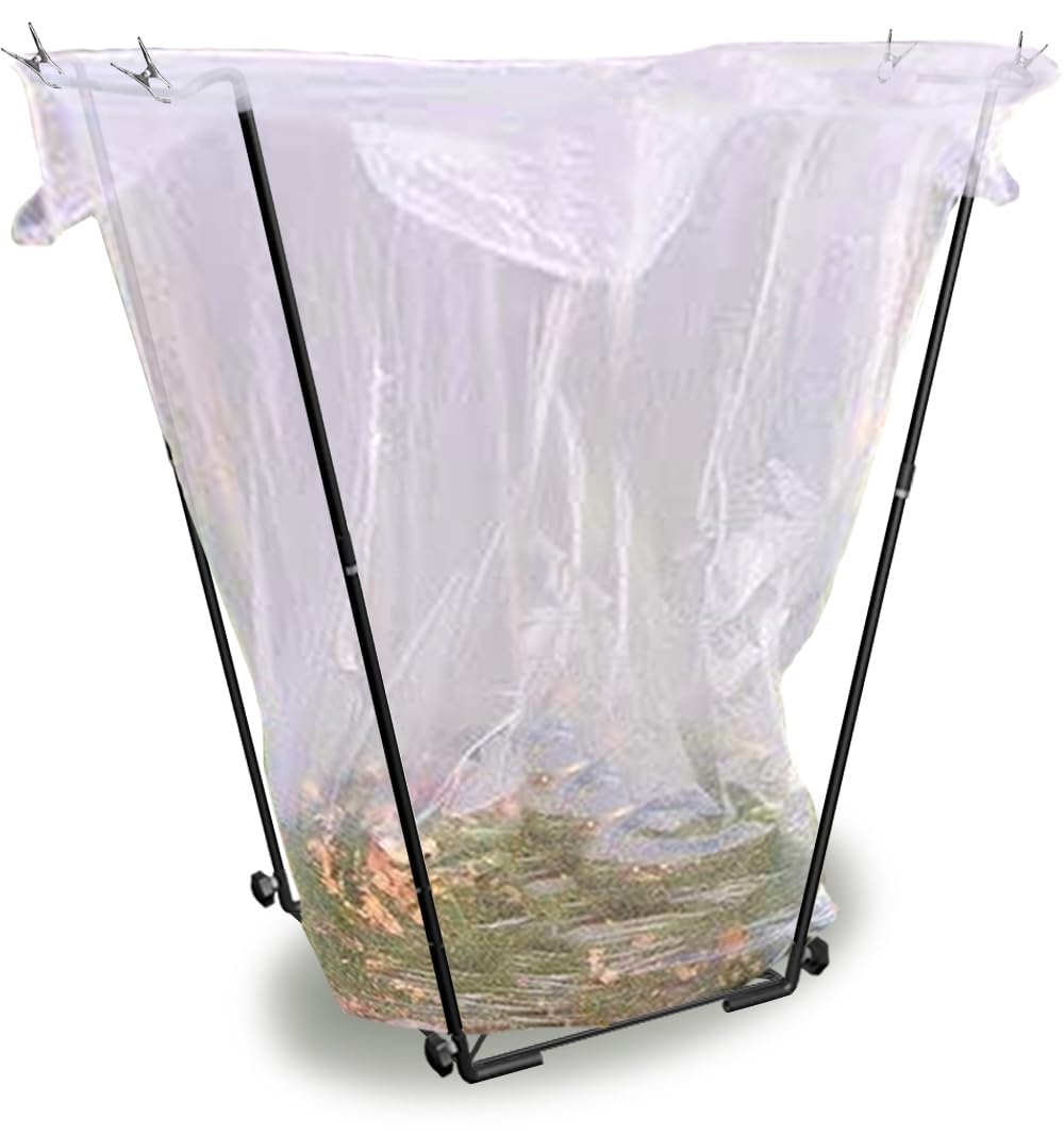 Artigarden Garden Trash Bag Holder side view with bag