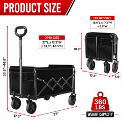 ARTIST'S DREAM Collapsible Wagon Cart side view with wheels