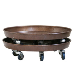 ARTLINE 14-inch round plant stand with lockable wheels, bronze colour