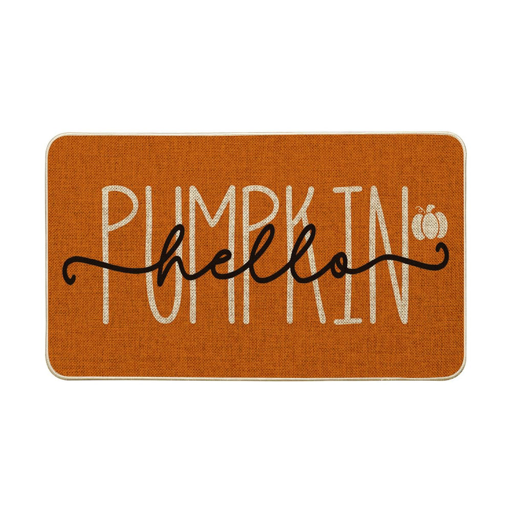 Artoid Mode Hello Pumpkin Doormat front view with orange design