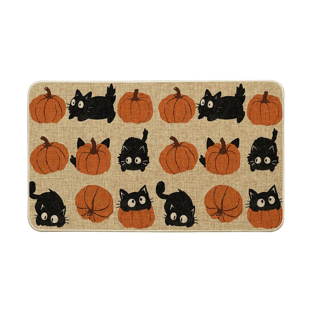 Artoid Mode Pumpkin Black Cat Doormat front view