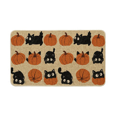 Artoid Mode Pumpkin Black Cat Doormat front view