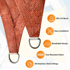 Artpuch Sun Shade Sail 12'X16' Rust Red on patio