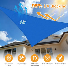 Artpuch Sun Shade Sail 14' blue triangle with D-rings