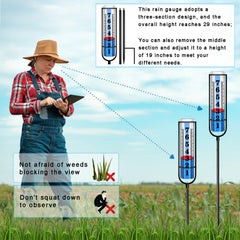 Asenron Rain Gauge Outdoor with metal frame and stakes