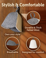 ASKOLD Wool Sauna Hat Gray-White on a model