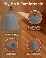 ASKOLD Wool Sauna Hat on a sauna bench