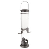 Aspects Quick-Clean Seed Tube Feeder in brushed nickel front view
