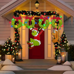 Assembly view of ULTHOOL Christmas fence decorations with LED string lights