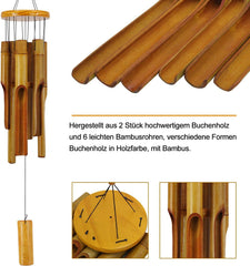ASTARIN Bamboo Wind Chimes Outdoor 30" detailed view of beechwood