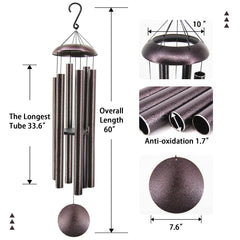 ASTARIN wind chimes showing the six aluminum tubes and striker