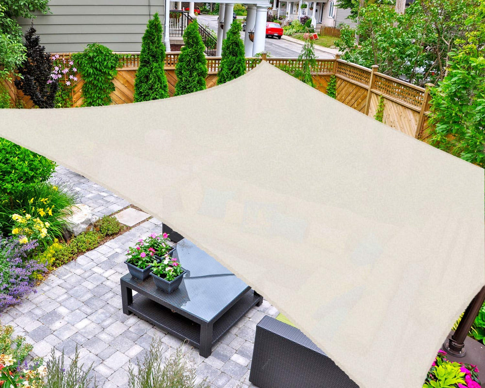 AsterOutdoor Sun Shade Sail Rectangle 10' x 10' cream colour front view