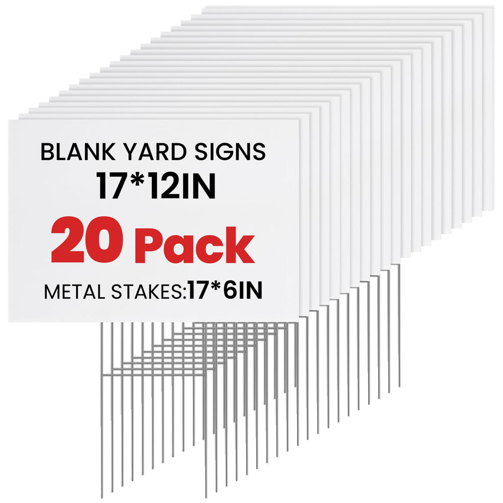 AstrivixDD 20 Pack Yard Signs with metal stakes, white color