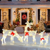 ATDAWN Light Up Deer Family with warm white LED lights front view