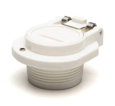ATIE Free Rotation Pool Vacuum Lock Fitting front view, white