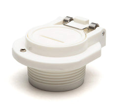ATIE Free Rotation Pool Vacuum Lock Fitting front view, white