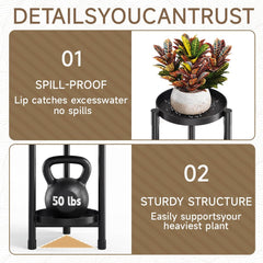 Atpddpey 2 Tier Black Plant Stand close-up of metal finish