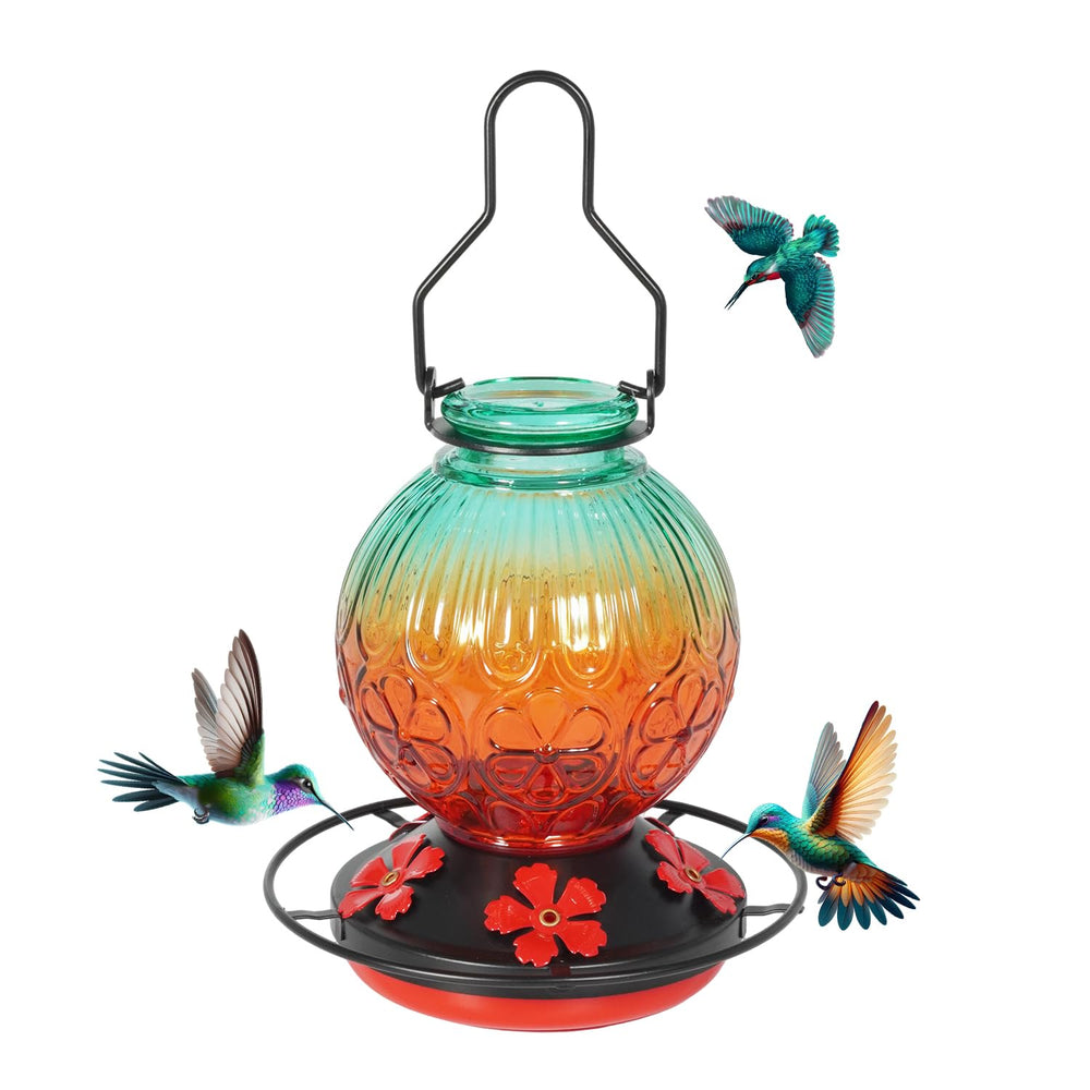 Aubingmotor Hummingbird Feeder front view with green glass