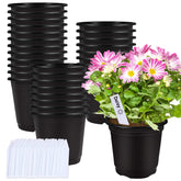 Augshy 6 inch black plastic nursery pot front view