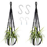 Augshy Macrame Hanging Planter 35 inch black front view
