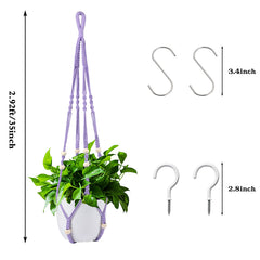Augshy Macrame Hanging Planter hanging from a ceiling with a green plant