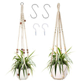 Augshy Macrame Plant Hanger 35 inches white front view