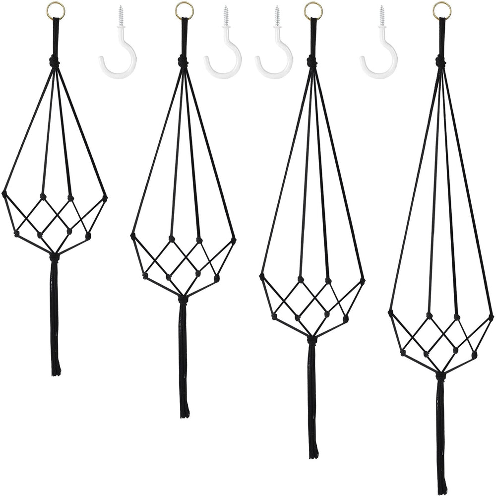 Augshy Macramé Plant Hangers set of four black hangers