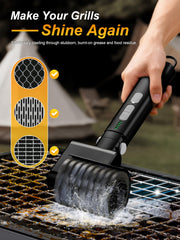 Aurviv Electric Grill Brush in use on a barbecue